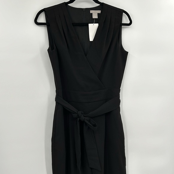 H&M NWT Black Sleeveless V Neck Jumpsuit Women's 4 Tie Waist Business Career - Picture 4 of 9